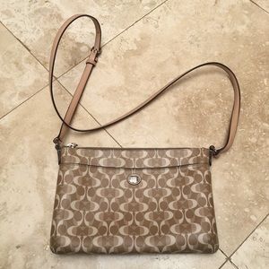 Coach tan vinyl crossbody purse bag